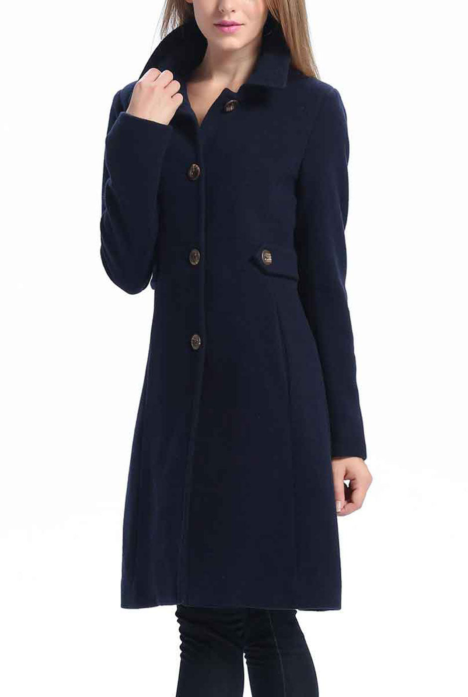 Kimi & Kai Navy Women's Wool Blend Pea Coat