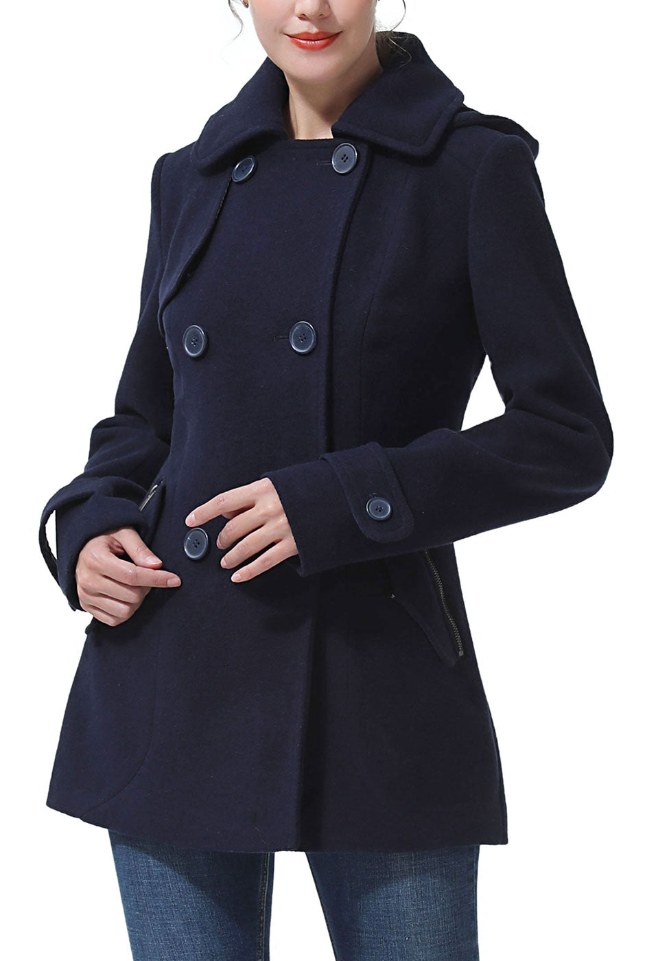 Kimi & Kai Navy Women's Wool Blend Pea Coat