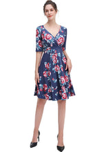Load image into Gallery viewer, Kimi + Kai Women&#39;s &quot;Portia&quot; Floral Print Faux Wrap Midi Dress
