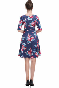 Kimi + Kai Women's "Portia" Floral Print Faux Wrap Midi Dress