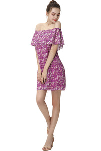 Kimi + Kai Women's "Nixie" Floral Print Off-the-Shoulder Chiffon Dress