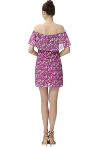 Kimi + Kai Women's "Nixie" Floral Print Off-the-Shoulder Chiffon Dress