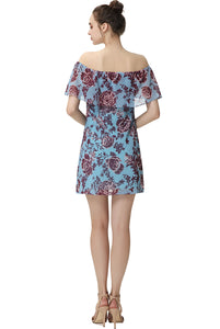 Kimi + Kai Women's "Augusta" Floral Print Off-the-Shoulder Chiffon Dress