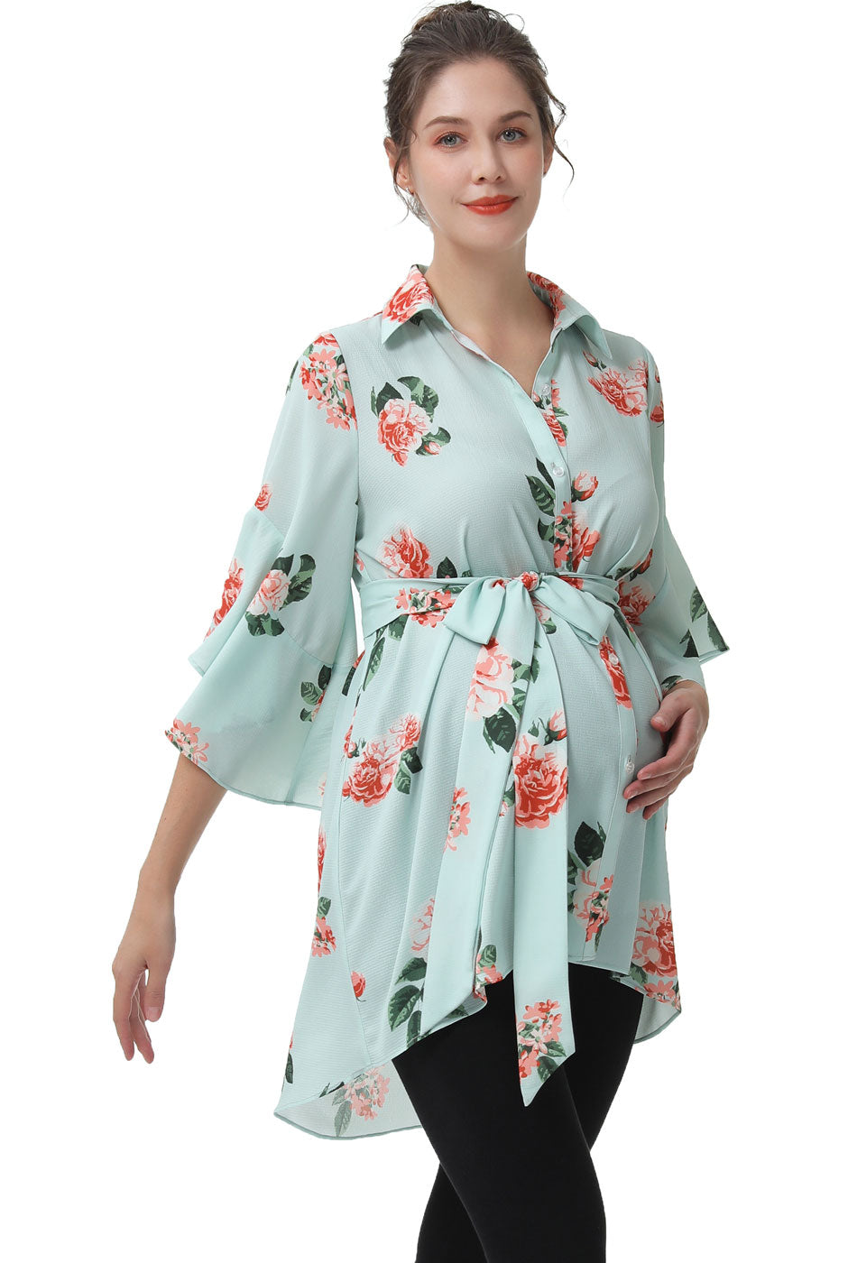 Kimi + Kai Maternity "Emma" Belted Nursing Blouse