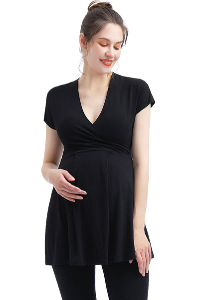 Kimi + Kai Maternity Essential V Neck Wrap A-Line Nursing Top