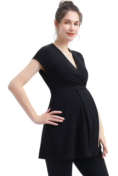 Kimi + Kai Maternity Essential V Neck Wrap A-Line Nursing Top