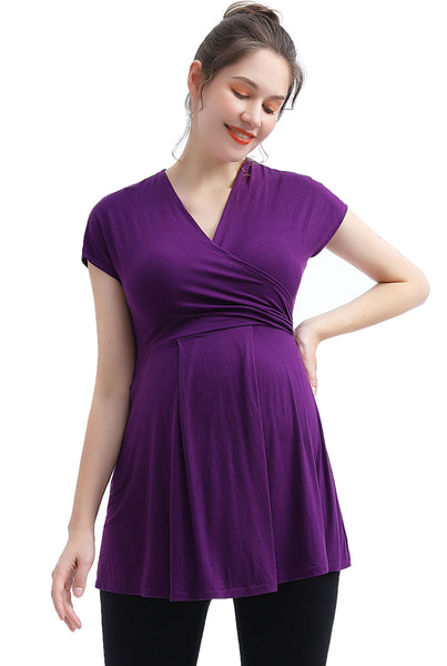 Kimi + Kai Maternity Essential V Neck Wrap A-Line Nursing Top