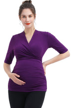 Load image into Gallery viewer, Kimi + Kai Maternity Essential V Neck Ruched Nursing Top