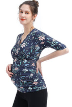 Load image into Gallery viewer, Kimi + Kai Maternity Essential V Neck Ruched Nursing Top