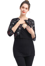 Load image into Gallery viewer, Kimi + Kai Maternity &quot;Pru&quot; Nursing Layered Ruched-Sleeve Blouse