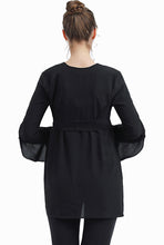 Load image into Gallery viewer, Kimi + Kai Maternity &quot;Kay&quot; V-Neck Belted Blouse