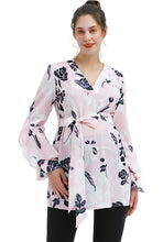 Load image into Gallery viewer, Kimi + Kai Maternity &quot;Kay&quot; V-Neck Belted Blouse