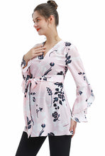 Load image into Gallery viewer, Kimi + Kai Maternity &quot;Kay&quot; V-Neck Belted Blouse