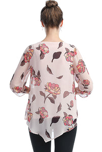 Kimi + Kai Maternity "Pru" Nursing Layered Ruched-Sleeve Blouse