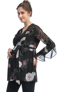 Kimi + Kai Maternity "Kay" V-Neck Belted Blouse