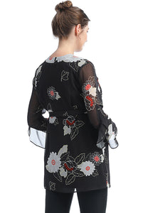 Kimi + Kai Maternity "Kay" V-Neck Belted Blouse