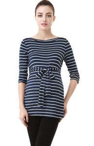 Kimi + Kai Maternity "Whitney" Striped Boat Neck Top