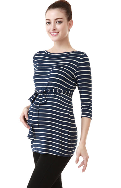 Kimi + Kai Maternity "Whitney" Striped Boat Neck Top