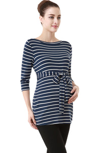 Kimi + Kai Maternity "Whitney" Striped Boat Neck Top