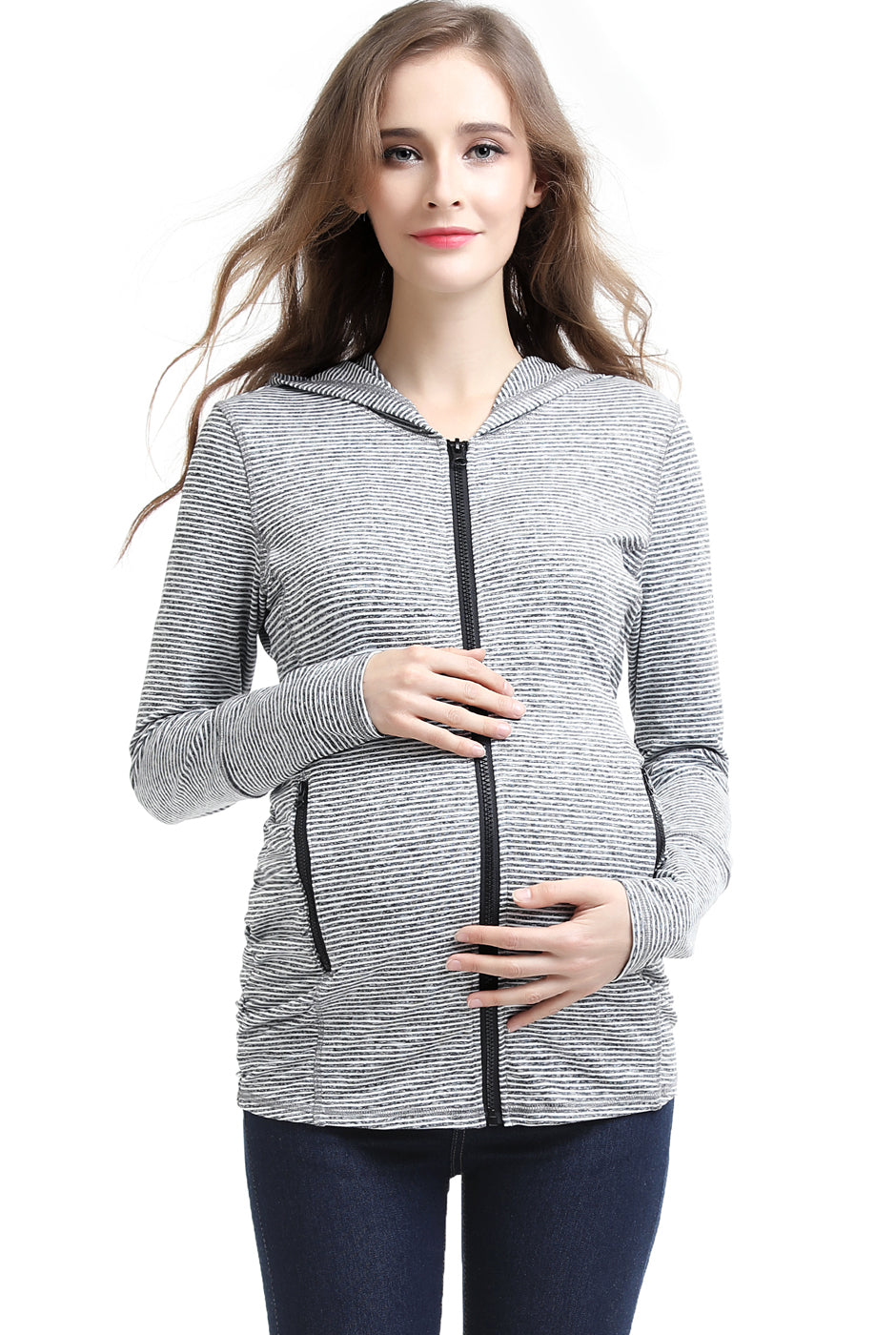 Kimi + Kai Maternity "Haven" Hooded Performance Yoga Jacket