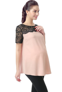 Kimi + Kai Maternity "Paisley" Lace Yoke Blouse