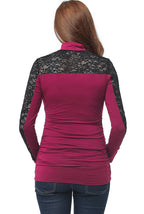 Kimi + Kai Maternity "Faye" Mock Neck Lace Panel Top
