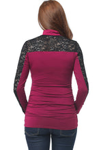 Load image into Gallery viewer, Kimi + Kai Maternity &quot;Faye&quot; Mock Neck Lace Panel Top