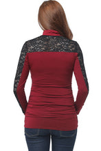 Load image into Gallery viewer, Kimi + Kai Maternity &quot;Faye&quot; Mock Neck Lace Panel Top