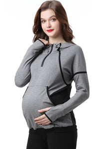 Kimi + Kai Maternity "Dakota" Colorblock Nursing Active Hoodie