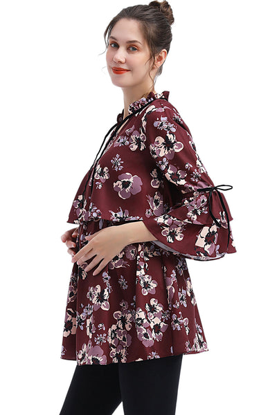 Kimi + Kai Maternity "Gracie" Nursing Floral Print Blouse