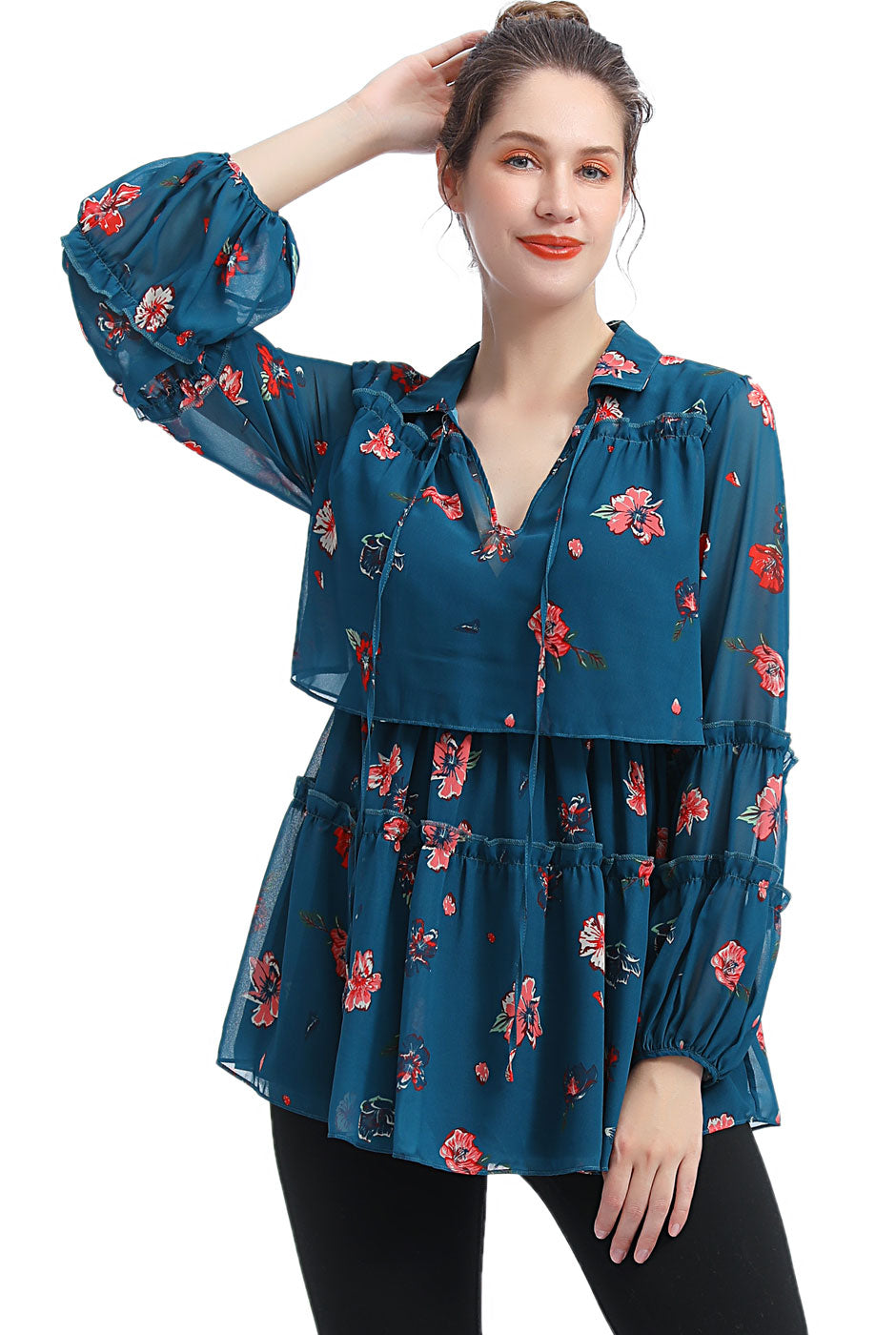 Kimi + Kai Maternity "Coco" Nursing Floral Print Blouse
