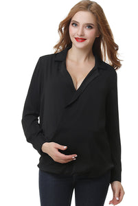 Kimi + Kai Maternity "Brook" Surplice Drape Front Nursing Blouse