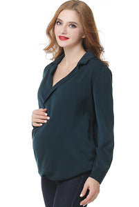 Kimi + Kai Maternity "Brook" Surplice Drape Front Nursing Blouse