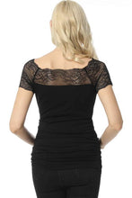 Load image into Gallery viewer, Kimi + Kai Maternity &quot;Valerie&quot; Lace Shoulder Ruched Top