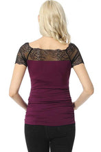 Load image into Gallery viewer, Kimi + Kai Maternity &quot;Valerie&quot; Lace Shoulder Ruched Top