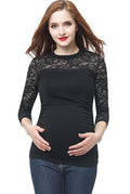 Kimi + Kai Maternity "Rainey" Ruched Lace Accent Top