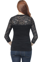 Kimi + Kai Maternity "Rainey" Ruched Lace Accent Top