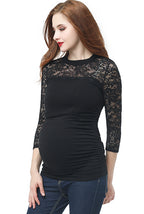 Kimi + Kai Maternity "Rainey" Ruched Lace Accent Top