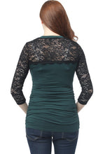 Load image into Gallery viewer, Kimi + Kai Maternity &quot;Rainey&quot; Ruched Lace Accent Top
