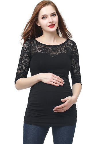 Kimi + Kai Maternity "Trudy" Lace Accent Top