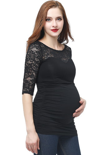 Kimi + Kai Maternity "Trudy" Lace Accent Top