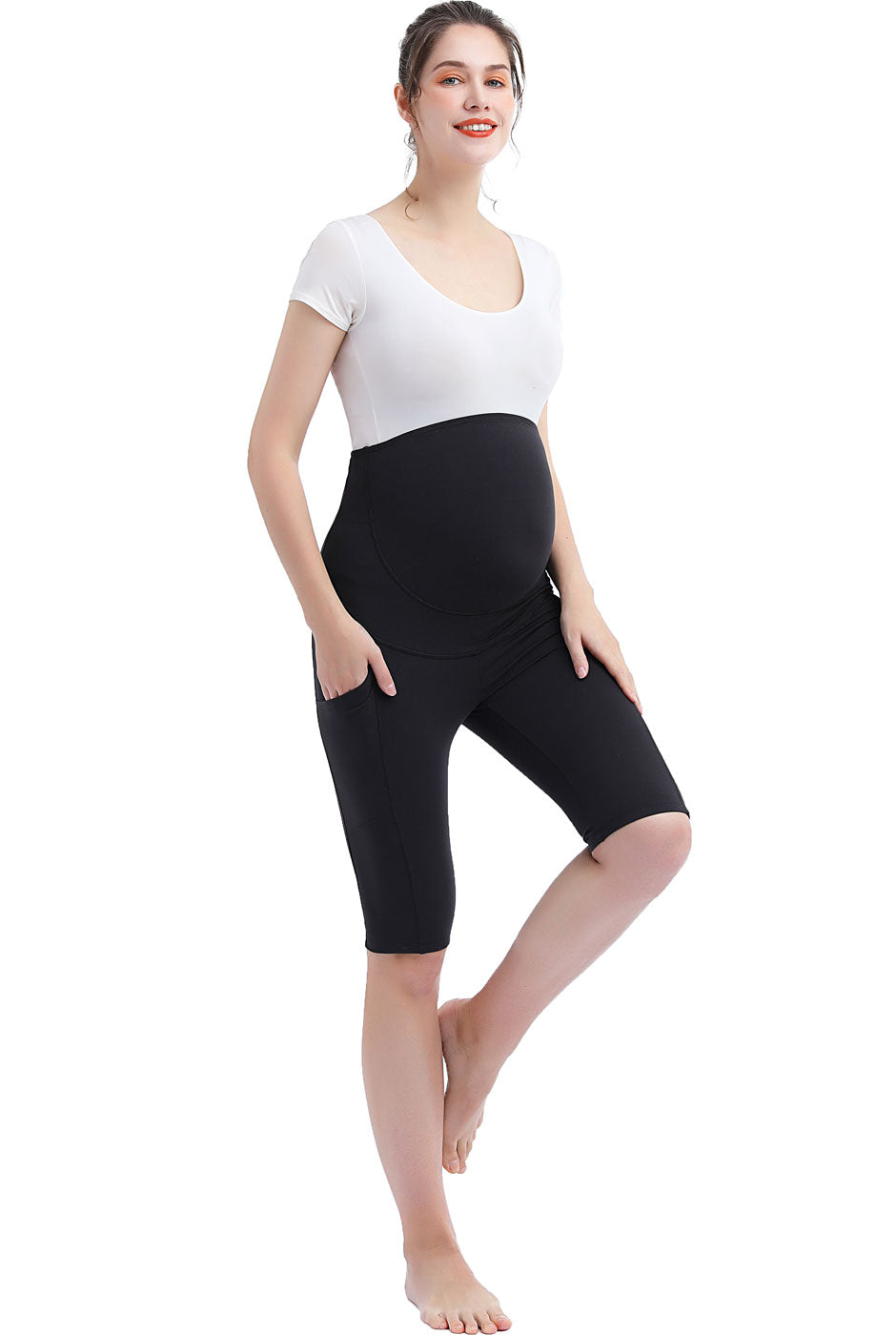 Kimi + Kai Maternity Fio Belly Support Pocket Bike Shorts (12" Inseam)