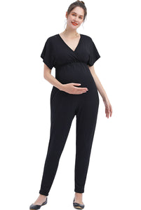 Kimi + Kai Maternity "Lue" V-Neck Nursing Jumpsuit