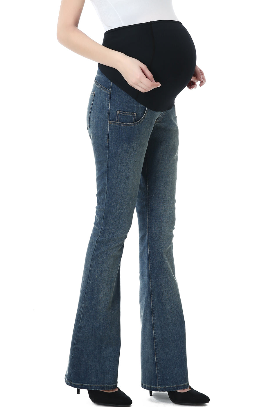 Kimi + Kai Maternity "Dixie" Flare Leg Denim Jeans