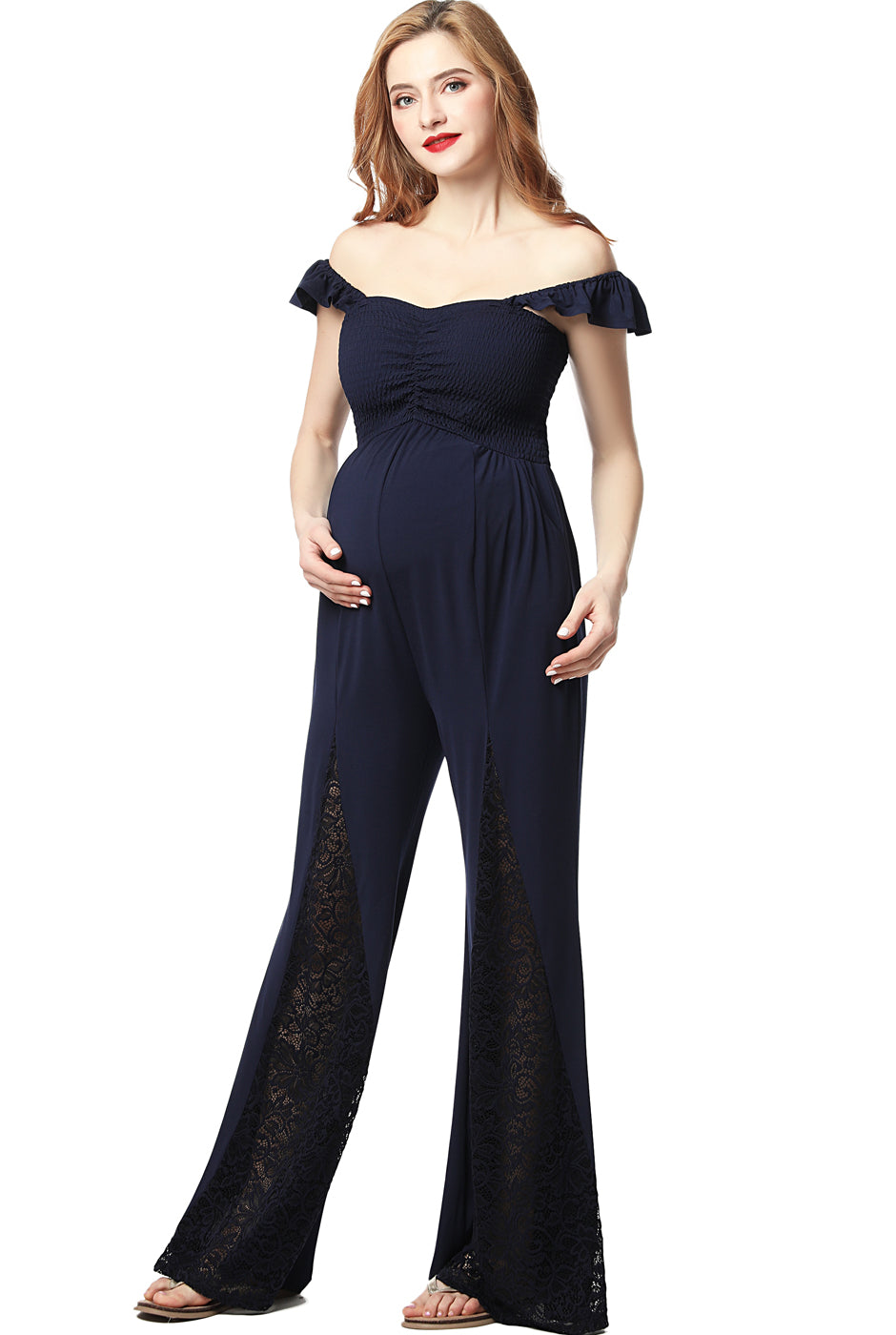 HZ.BEHAVE Maternity Jumpsuit للأمومة بدسويت بساق واسع اكمام فراشة حزام  (Color : Royal Blue, Size : XL) : Buy Online at Best Price in KSA - Souq is  now Amazon.sa: Fashion