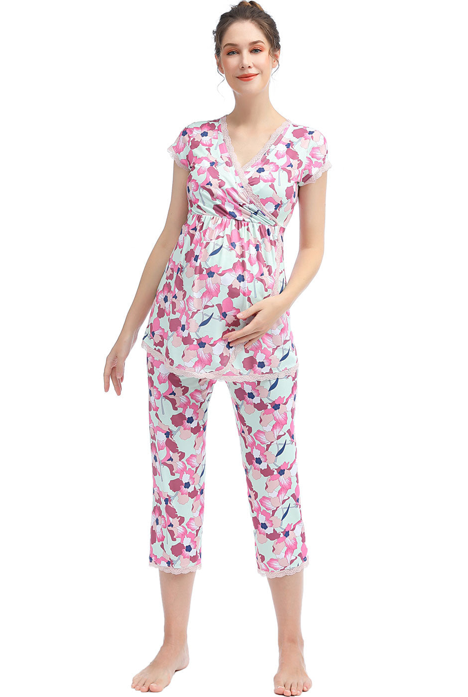 売れ筋商品|||キミ アンド カイ カットソー トップス レディース Maternity Josie Nursing 3-Piece Lounge Set Multicolored Kimi + Kai Maternity 