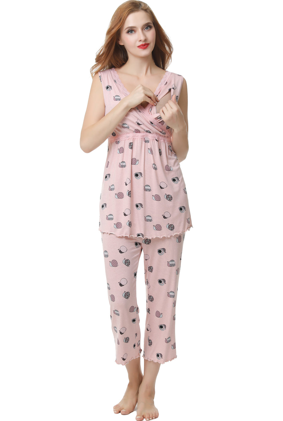 Maternity Pajamas Carinaca Nursing Postpartum Maternity Pajama Set