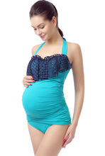 Load image into Gallery viewer, Kimi + Kai Maternity &quot;Ruby&quot; Crochet Flutter Swim Tankini &amp; Bottom Set