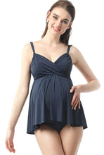 Load image into Gallery viewer, Kimi + Kai Maternity &quot;Ariana&quot; Ruched Overlay One Piece Swim Bathing Suit
