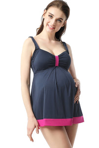 Kimi + Kai Maternity "Jade" Skirted Overlay One Piece Swim Bathing Suit